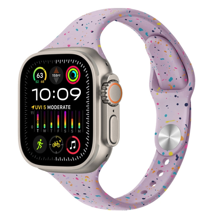 For Apple Watch Ultra 49mm Slim Style Colorful Dots Silicone Watch Band(Light Purple) by bashfashion