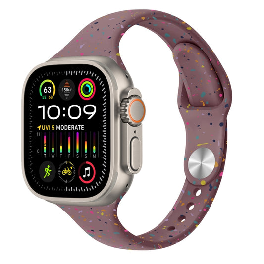 For Apple Watch Ultra 49mm Slim Style Colorful Dots Silicone Watch Band(Smoke Purple) by bashfashion