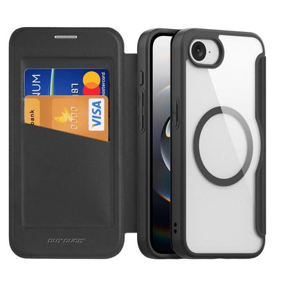 For iPhone 16e DUX DUCIS Skin X Pro Series MagSafe Ring Holder Leather Phone Case(Black) by DUX DUCIS