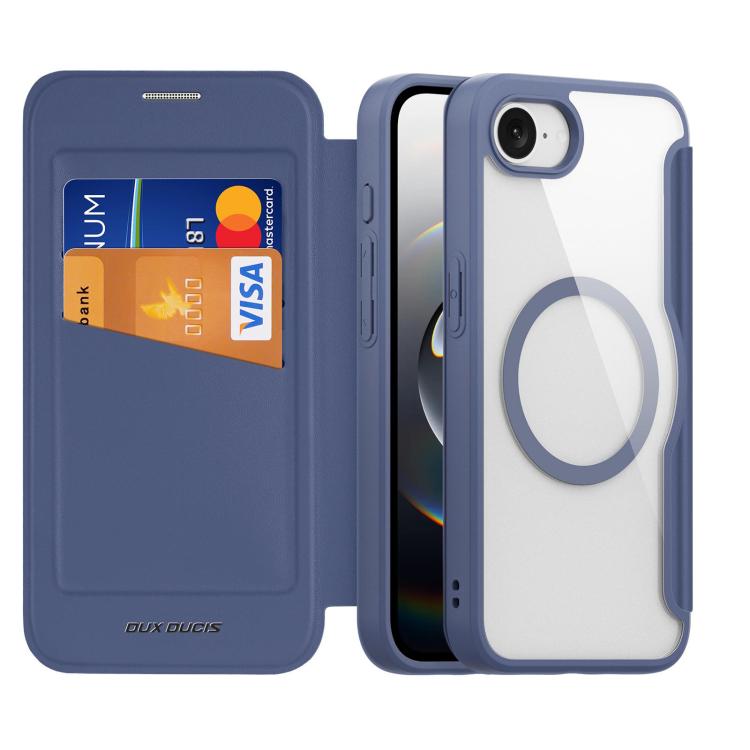 For iPhone 16e DUX DUCIS Skin X Pro Series MagSafe Ring Holder Leather Phone Case(Blue) by DUX DUCIS