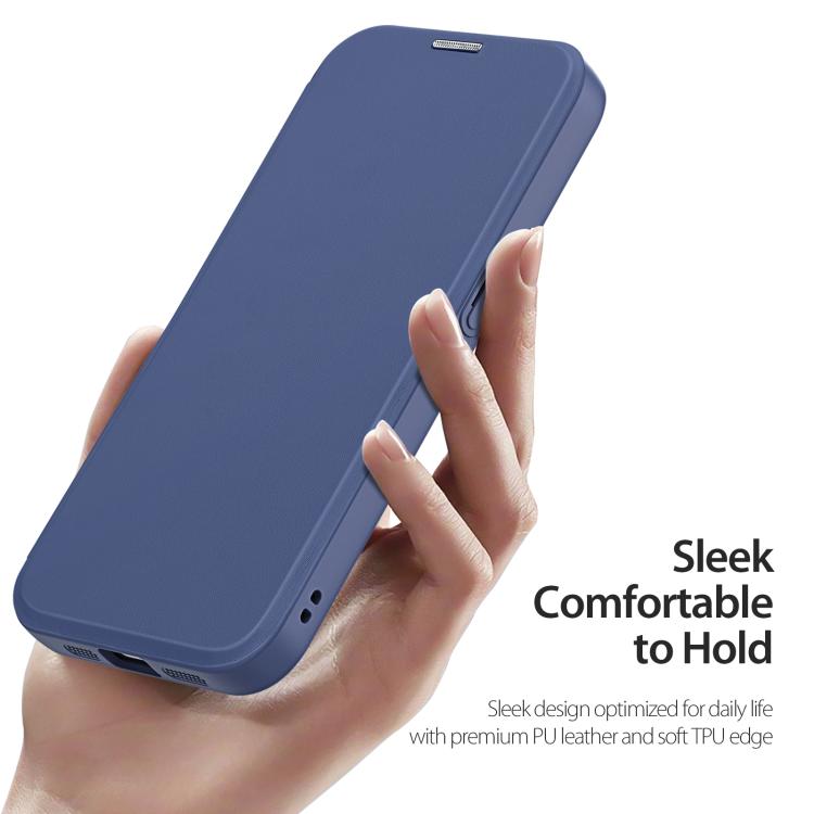 For iPhone 16e DUX DUCIS Skin X Pro Series MagSafe Ring Holder Leather Phone Case(Blue) by DUX DUCIS