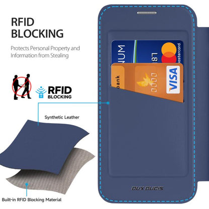 For iPhone 16e DUX DUCIS Skin X Pro Series MagSafe Ring Holder Leather Phone Case(Blue) by DUX DUCIS