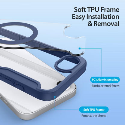 For iPhone 16e DUX DUCIS Skin X Pro Series MagSafe Ring Holder Leather Phone Case(Blue) by DUX DUCIS