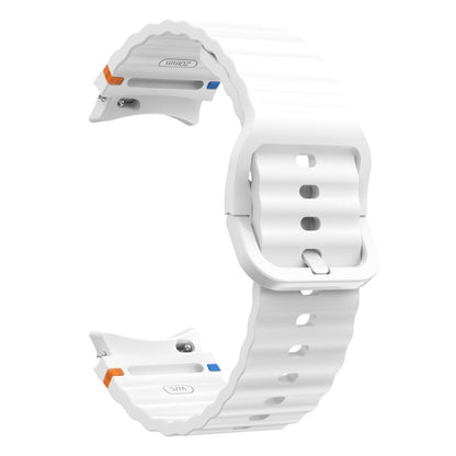 For Samsung Galaxy Watch FE 40mm Wave Pattern Stitched Silicone Watch Band(White) by bashfashion