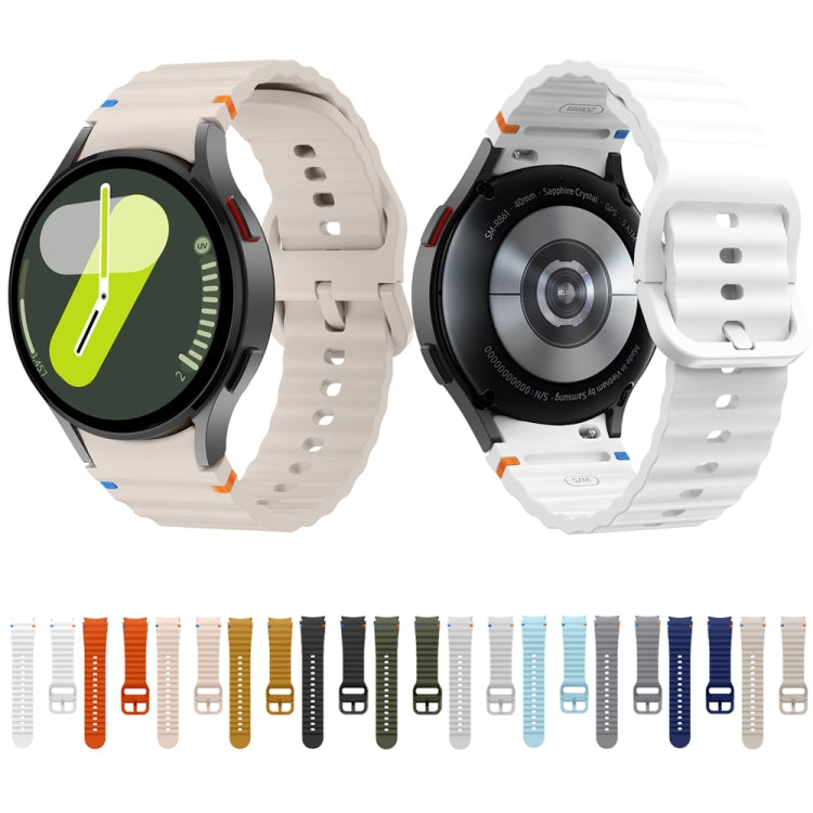 For Samsung Galaxy Watch FE 40mm Wave Pattern Stitched Silicone Watch Band(White) by bashfashion
