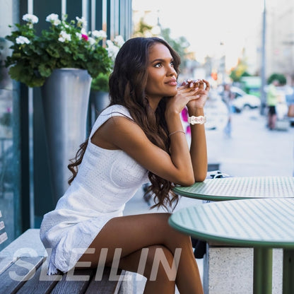 For Apple Watch Ultra 2 49mm Two-color Rose Engraved Silicone Watch Band(White Purple) by bashfashion