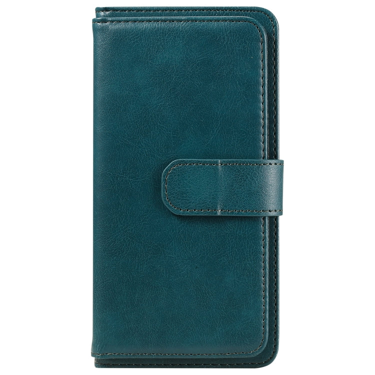 For iPhone 16e Multi-Function Wallet 10 Card Slots Leather Phone Case(Dark Green) by bashfashion