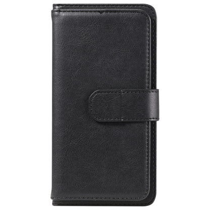 For iPhone 16e Multi-Function Wallet 10 Card Slots Leather Phone Case(Black) by bashfashion