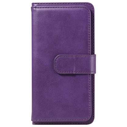 For iPhone 16e Multi-Function Wallet 10 Card Slots Leather Phone Case(Violet) by bashfashion