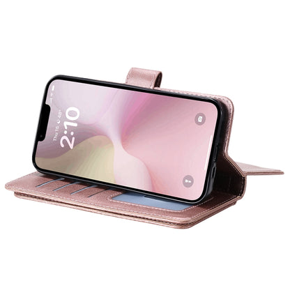 For iPhone 16e Multi-Function Wallet 10 Card Slots Leather Phone Case(Rose Gold) by bashfashion