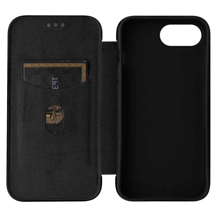 For iPhone SE 2024 Carbon Fiber Texture Flip Leather Phone Case(Black) by bashfashion