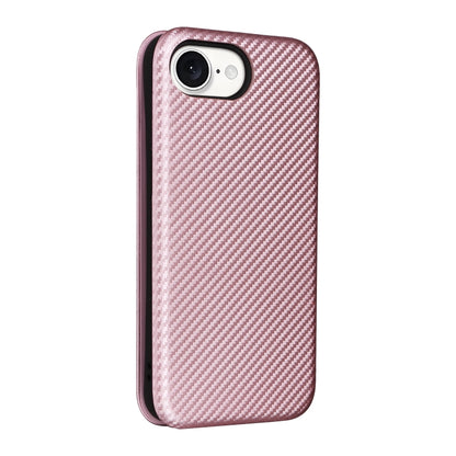 For iPhone SE 2024 Carbon Fiber Texture Flip Leather Phone Case(Pink) by bashfashion