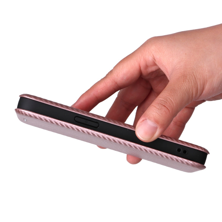 For iPhone SE 2024 Carbon Fiber Texture Flip Leather Phone Case(Pink) by bashfashion