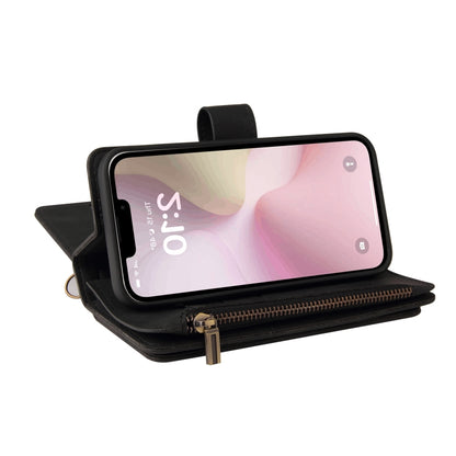 For iPhone 16e Skin Feel Multi Card Slots Zipper Wallet Leather Phone Case(Black) by bashfashion