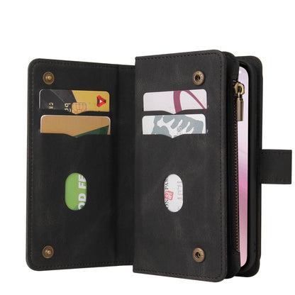 For iPhone 16e Skin Feel Multi Card Slots Zipper Wallet Leather Phone Case(Black) by bashfashion