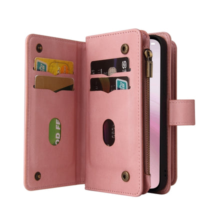 For iPhone 16e Skin Feel Multi Card Slots Zipper Wallet Leather Phone Case(Pink) by bashfashion