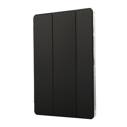 For Samsung Galaxy Tab A9+ Carbon Fiber Clear Acrylic 3-Fold Leather Tablet Case(Dark Blue) by bashfashion