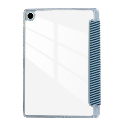 For Samsung Galaxy Tab A9+ Carbon Fiber Clear Acrylic 3-Fold Leather Tablet Case(Blue) by bashfashion