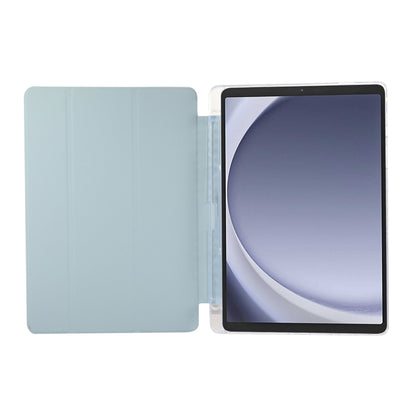 For Samsung Galaxy Tab A9+ Carbon Fiber Clear Acrylic 3-Fold Leather Tablet Case(Blue) by bashfashion