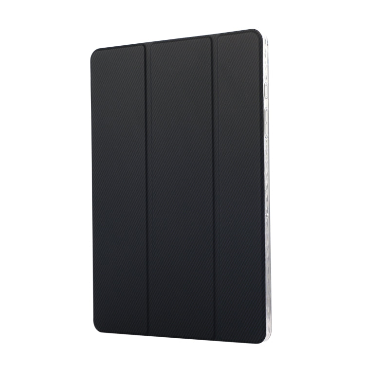 For Samsung Galaxy Tab A9+ Carbon Fiber Clear Acrylic 3-Fold Leather Tablet Case(Black) by bashfashion
