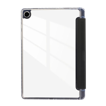 For Samsung Galaxy Tab A9+ Carbon Fiber Clear Acrylic 3-Fold Leather Tablet Case(Black) by bashfashion