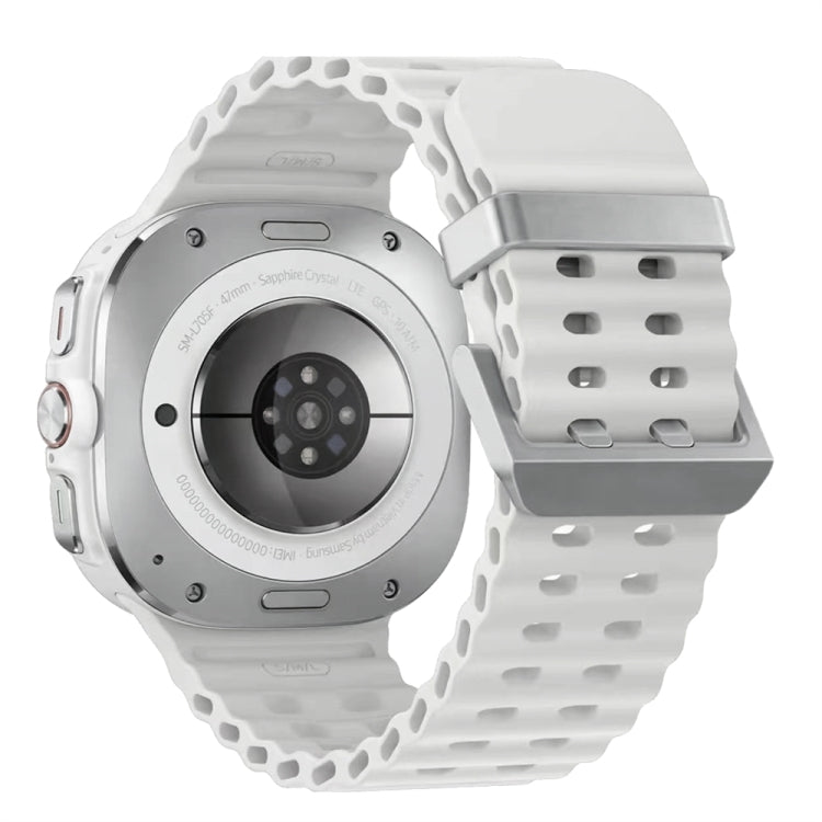 For Samsung Galaxy Watch Ultra 47mm / Ultra 2025 Ocean Dual Silver Buckle Silicone Watch Band(White) by bashfashion