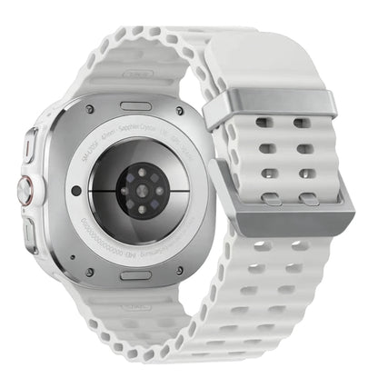 For Samsung Galaxy Watch Ultra 47mm / Ultra 2025 Ocean Dual Silver Buckle Silicone Watch Band(White) by bashfashion