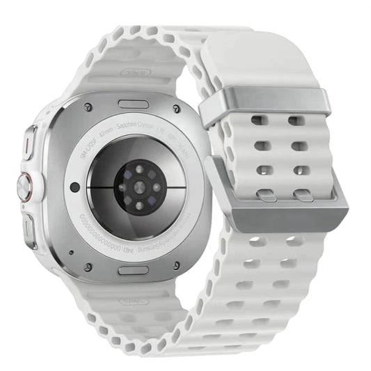 For Samsung Galaxy Watch Ultra 47mm / Ultra 2025 Ocean Dual Silver Buckle Silicone Watch Band(White) by bashfashion