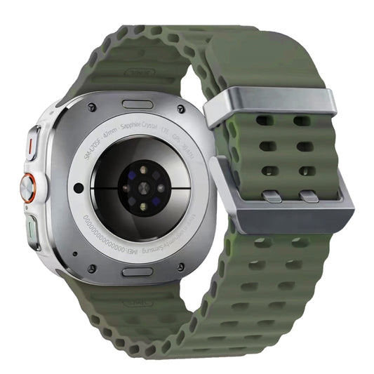 For Samsung Galaxy Watch Ultra 47mm / Ultra 2025 Ocean Dual Silver Buckle Silicone Watch Band(Forest Green) by bashfashion