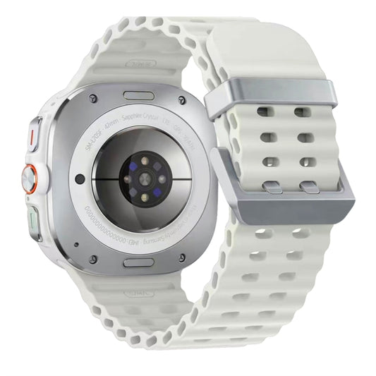 For Samsung Galaxy Watch Ultra 47mm / Ultra 2025 Ocean Dual Silver Buckle Silicone Watch Band(Starlight) by bashfashion