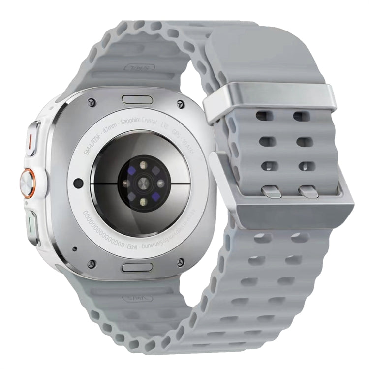 For Samsung Galaxy Watch Ultra 47mm / Ultra 2025 Ocean Dual Silver Buckle Silicone Watch Band(Cloudy Gray) by bashfashion
