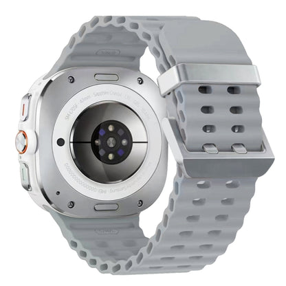 For Samsung Galaxy Watch Ultra 47mm / Ultra 2025 Ocean Dual Silver Buckle Silicone Watch Band(Cloudy Gray) by bashfashion