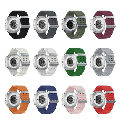 For Samsung Galaxy Watch Ultra 47mm / Ultra 2025 Ocean Dual Silver Buckle Silicone Watch Band(Forest Green) by bashfashion