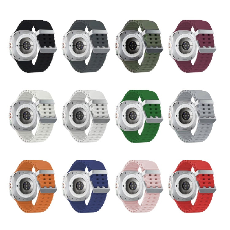 For Samsung Galaxy Watch Ultra 47mm / Ultra 2025 Ocean Dual Silver Buckle Silicone Watch Band(Orange) by bashfashion