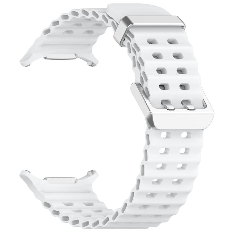 For Samsung Galaxy Watch Ultra 47mm / Ultra 2025 Ocean Dual Silver Buckle Silicone Watch Band(Starlight) by bashfashion