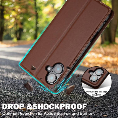 For iPhone 17 LC.IMEEKE L1 Series Frosted Fine Texture PU Phone Case(Brown) by LC.IMEEKE