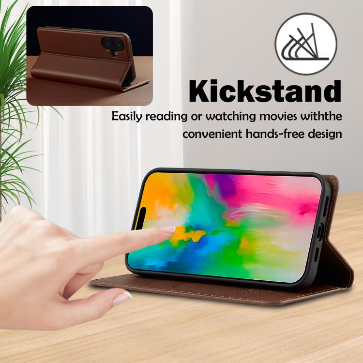 For iPhone 17 LC.IMEEKE L1 Series Frosted Fine Texture PU Phone Case(Brown) by LC.IMEEKE