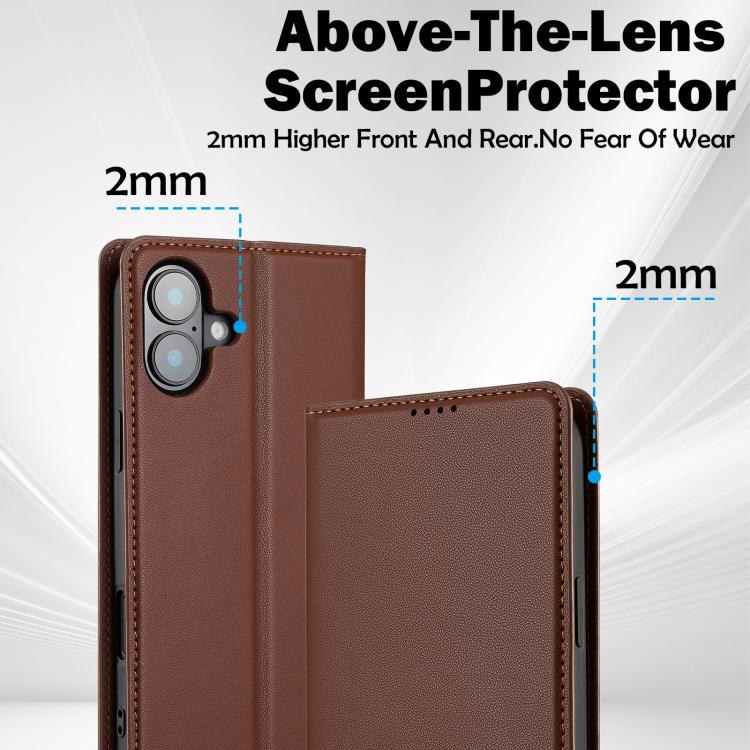 For iPhone 17 LC.IMEEKE L1 Series Frosted Fine Texture PU Phone Case(Brown) by LC.IMEEKE