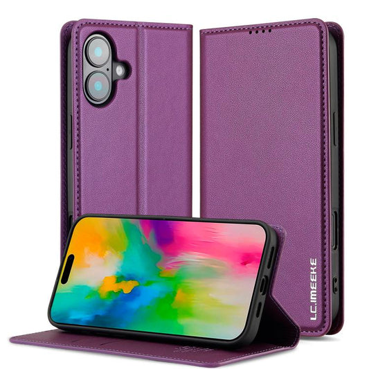 For iPhone 17 LC.IMEEKE L1 Series Frosted Fine Texture PU Phone Case(Purple) by LC.IMEEKE