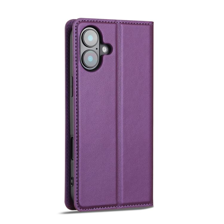 For iPhone 17 LC.IMEEKE L1 Series Frosted Fine Texture PU Phone Case(Purple) by LC.IMEEKE