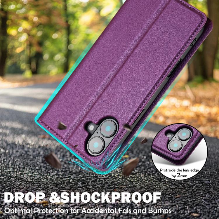 For iPhone 17 LC.IMEEKE L1 Series Frosted Fine Texture PU Phone Case(Purple) by LC.IMEEKE