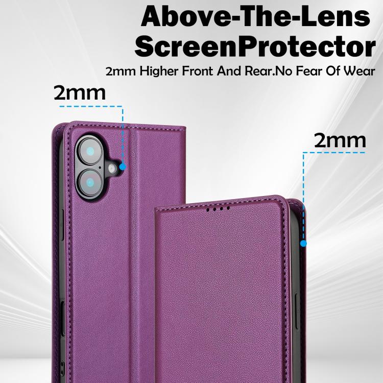 For iPhone 17 LC.IMEEKE L1 Series Frosted Fine Texture PU Phone Case(Purple) by LC.IMEEKE