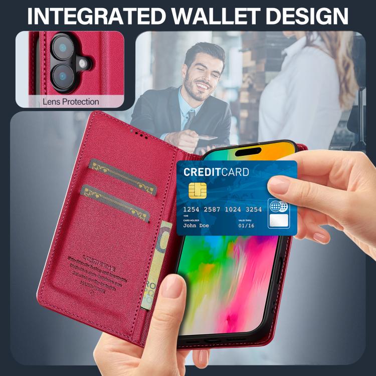 For iPhone 17 LC.IMEEKE L1 Series Frosted Fine Texture PU Phone Case(Red) by LC.IMEEKE