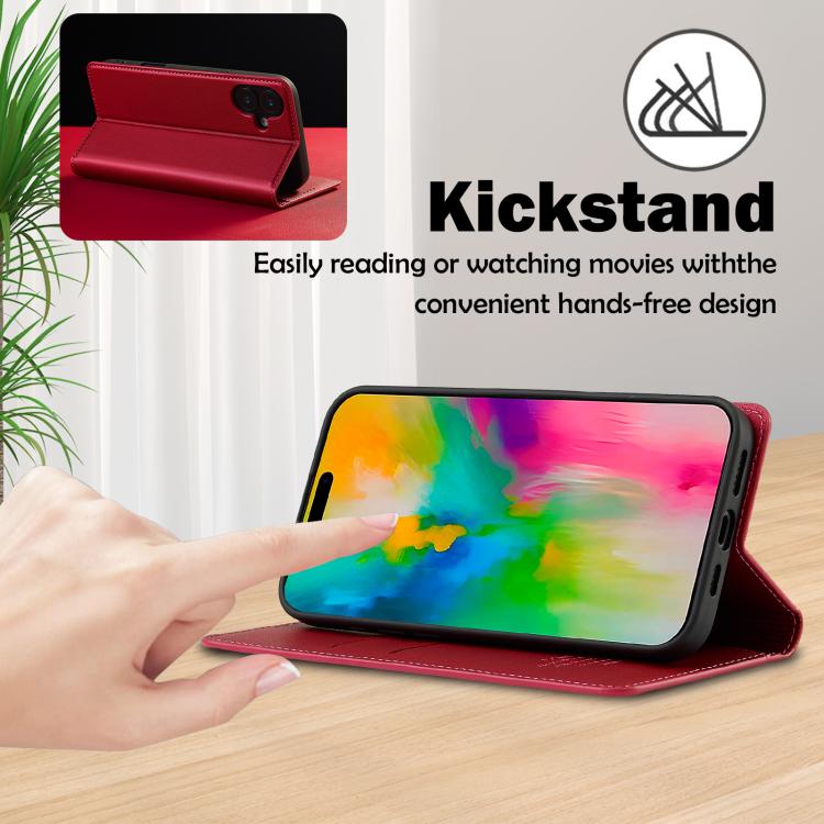 For iPhone 17 LC.IMEEKE L1 Series Frosted Fine Texture PU Phone Case(Red) by LC.IMEEKE