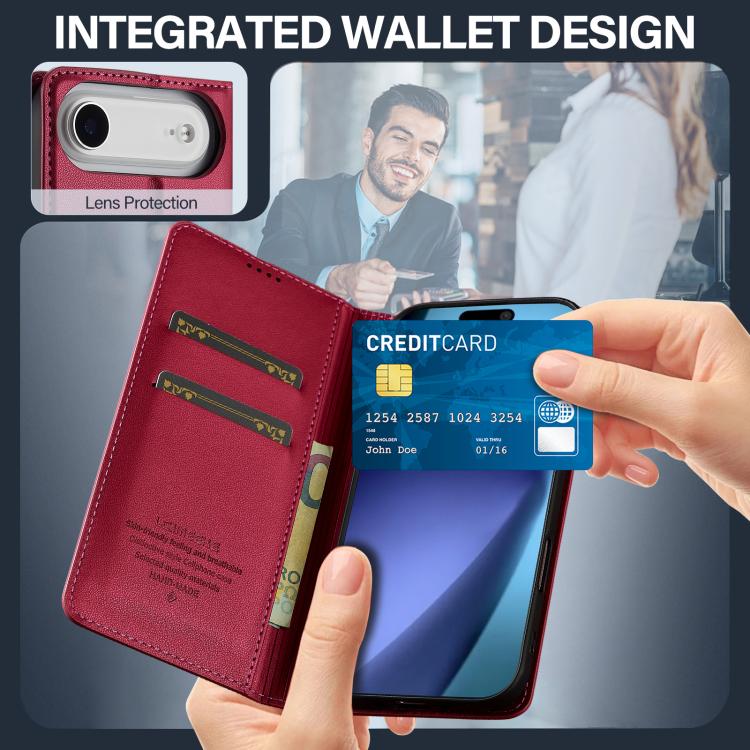 For iPhone Air LC.IMEEKE L1 Series Frosted Fine Texture PU Phone Case(Red) by LC.IMEEKE