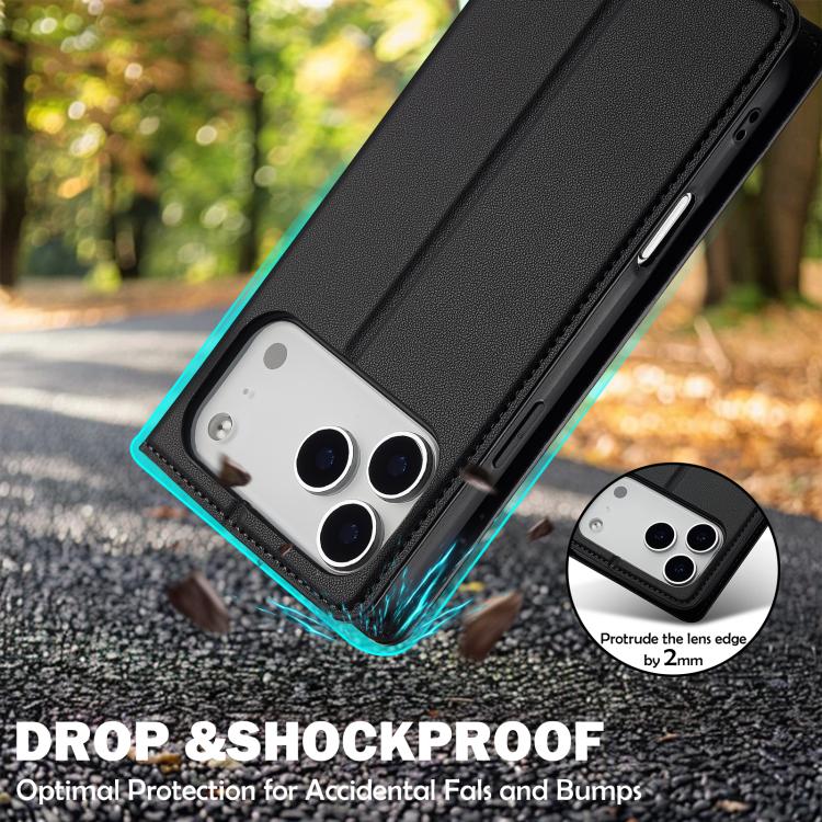 For iPhone 17 Pro LC.IMEEKE L1 Series Frosted Fine Texture PU Phone Case(Black) by LC.IMEEKE