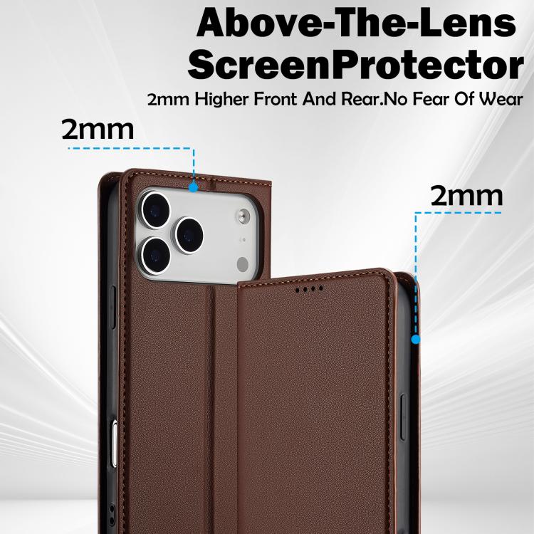 For iPhone 17 Pro LC.IMEEKE L1 Series Frosted Fine Texture PU Phone Case(Brown) by LC.IMEEKE