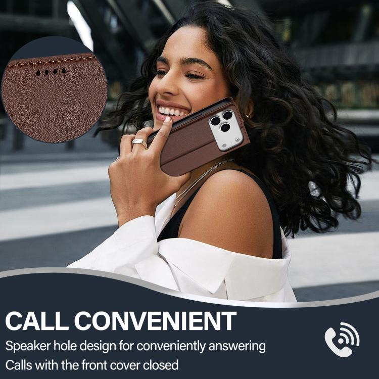 For iPhone 17 Pro LC.IMEEKE L1 Series Frosted Fine Texture PU Phone Case(Brown) by LC.IMEEKE