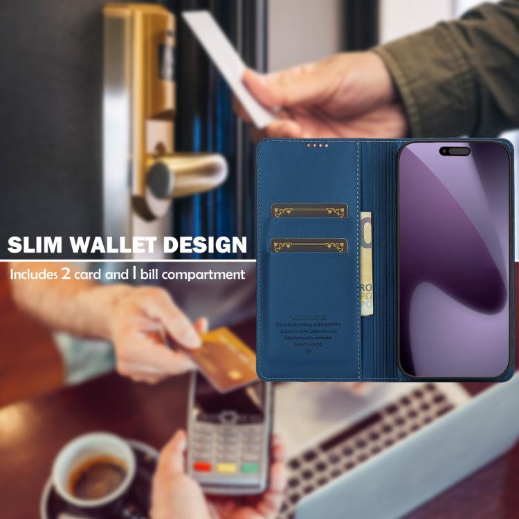 For iPhone 17 Pro LC.IMEEKE L1 Series Frosted Fine Texture PU Phone Case(Blue) by LC.IMEEKE