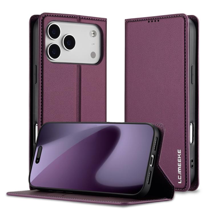 For iPhone 17 Pro LC.IMEEKE L1 Series Frosted Fine Texture PU Phone Case(Purple) by LC.IMEEKE